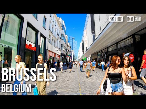 Rue Neuve, rua comercial de Bruxelas - 🇧🇪 Bélgica [4K HDR] Passeio a pé