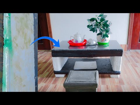 Coffee Table Making From Styrofoam With Cement- Cement Idea |Viral Construction|