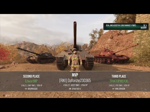 WOT Console: Jagdpanther II at the Great Wall - Ace Tanker, 4.5k raw damage, 4 kills.