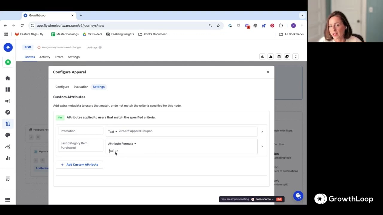 How to use Custom Attributes and Attribute Formulas in the GrowthLoop Journey Builder | Product demo