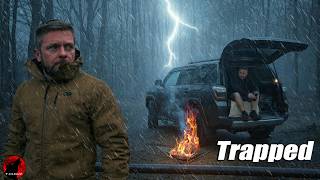 Thunderstorm Survival – Hunkered Down in the Truck - Heavy Rain Storm Camp