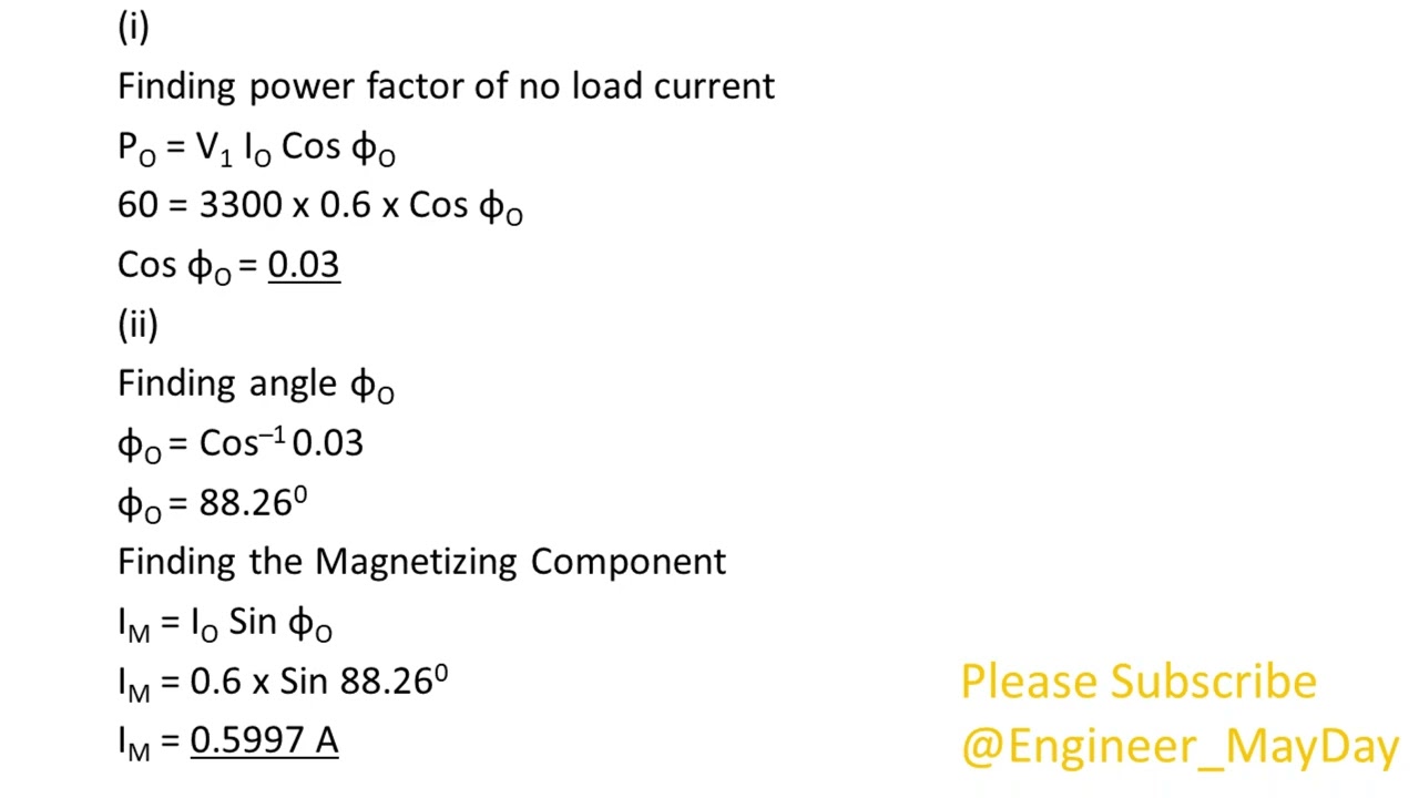 Question Solution on Single Phase Transformers