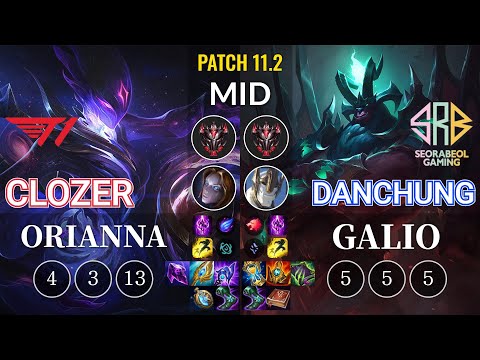 T1 Clozer Orianna vs SRB Danchung Galio Mid - KR Patch 11.2