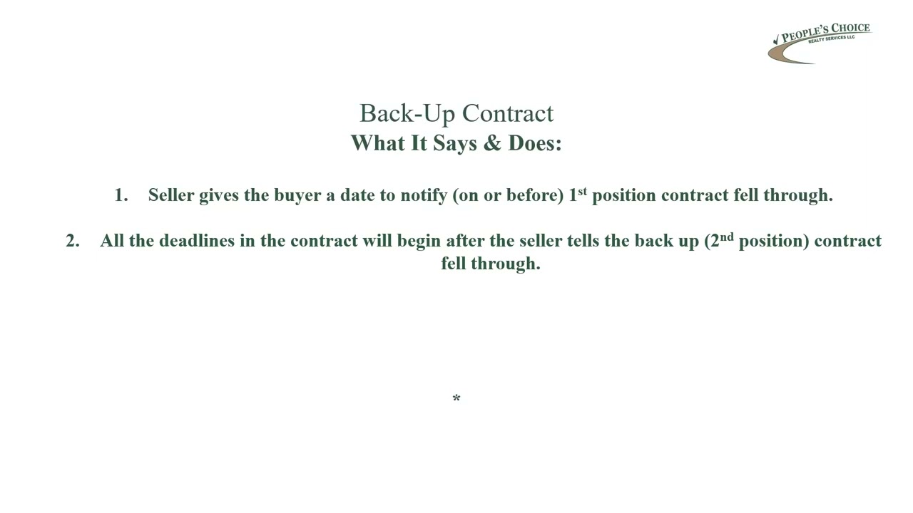Rider W - Back-up Contract