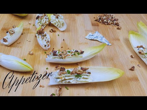 Simple Appetizer with Endive, Blue cheese 💙 and ♨️ Roasted  Walnuts