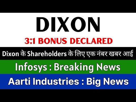 DIXON TECHNOLOGIES Share Latest News 🥳 3:1 BONUS DECLARED 🥳 INFOSYS Share • AARTI INDUSTRIES Share