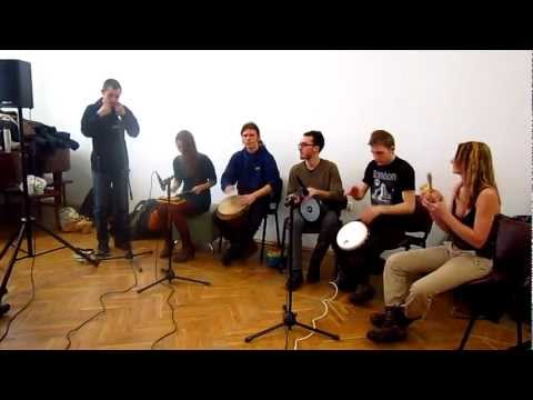 Three pandas and the moon