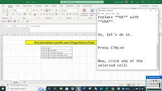 Find and replace specific part of hyperlinks in Excel