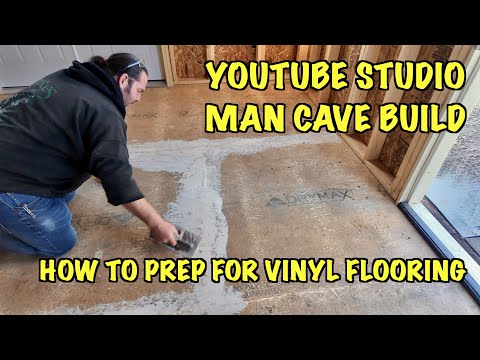 YOUTUBE STUDIO MAN CAVE BUILD. MEET JAY. PREPARING THE FLOORS FOR VINYN INSTALLATION.