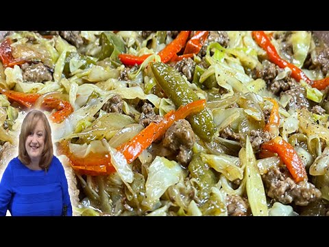 Black Pepper GROUND BEEF & CABBAGE Skillet Stir Fry,...