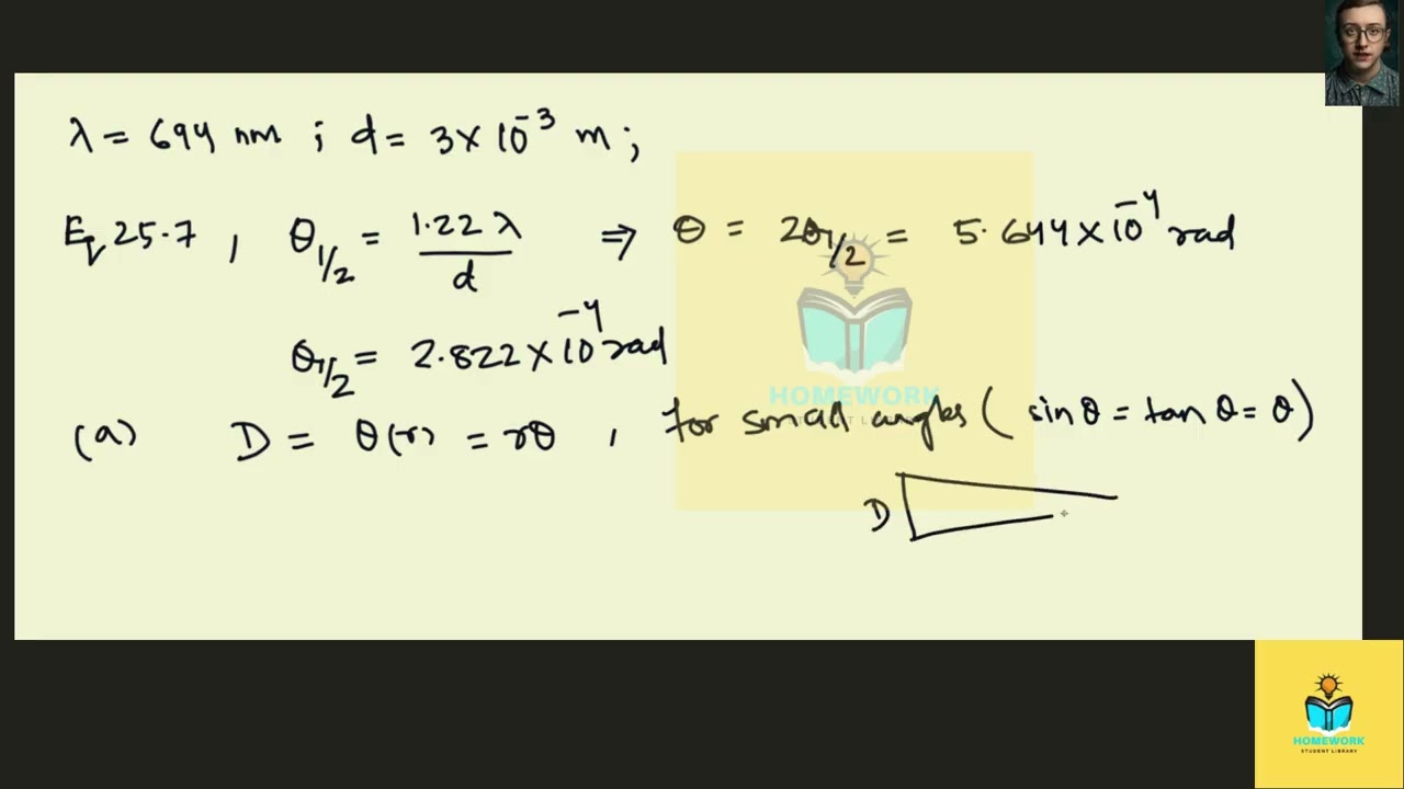 [Physics] Estimate the angular spread of a laser beam due to diffraction if the beam emerges through