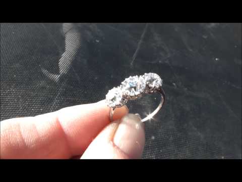 OUTSTANDING 3CT OLD CUT DIAMOND PLATINUM TRILOGY