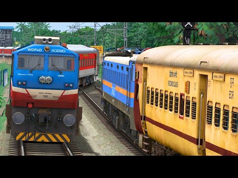 TWO TRAINS CROSSING IN X CROSSING RAIL | BUMPY RAILROAD | Train Simulator | Railworks | NTG GAMING