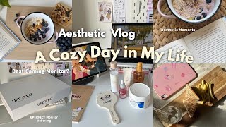 daily vlog 🎀 morning routine, MUJI journal setup, skincare & unboxing UPERFECT best gaming monitor 