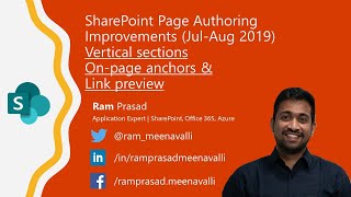 SharePoint Modern Page Authoring Improvements - On-Page Anchors, Vertical Sections and Link Previews