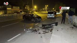 Köprü Korkuluklarına Çarpan Otomobil Hurdaya Döndü 3 Yaralı