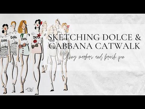 Dolce & Gabbana Catwalk Final Illustration / How To Sketch Fashion Art Using Markers