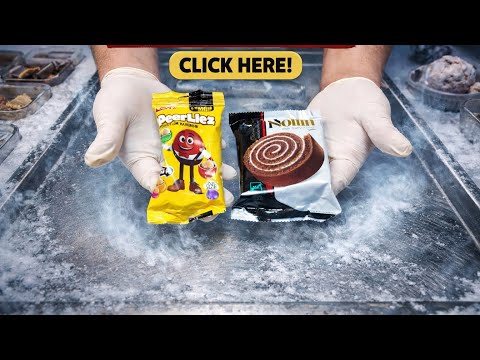 Rolled Ice Cream with Peanuts, Colorful Coatings & Roll Cake