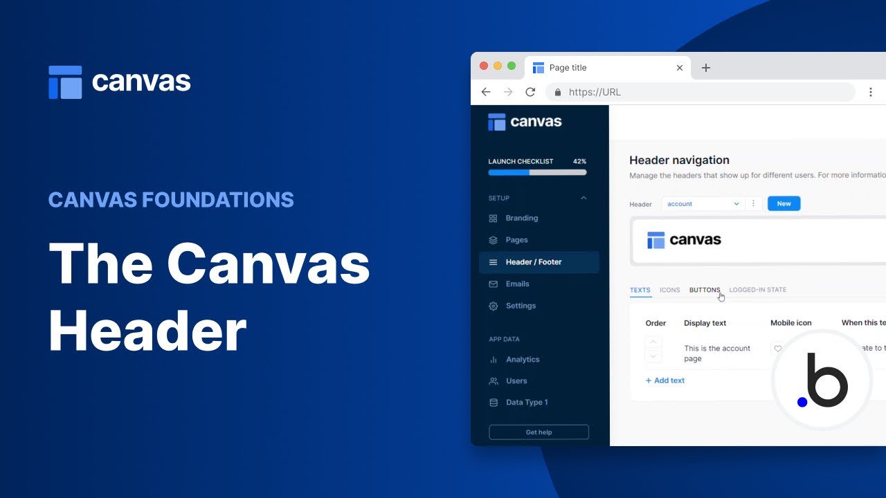 How to setup the Canvas header