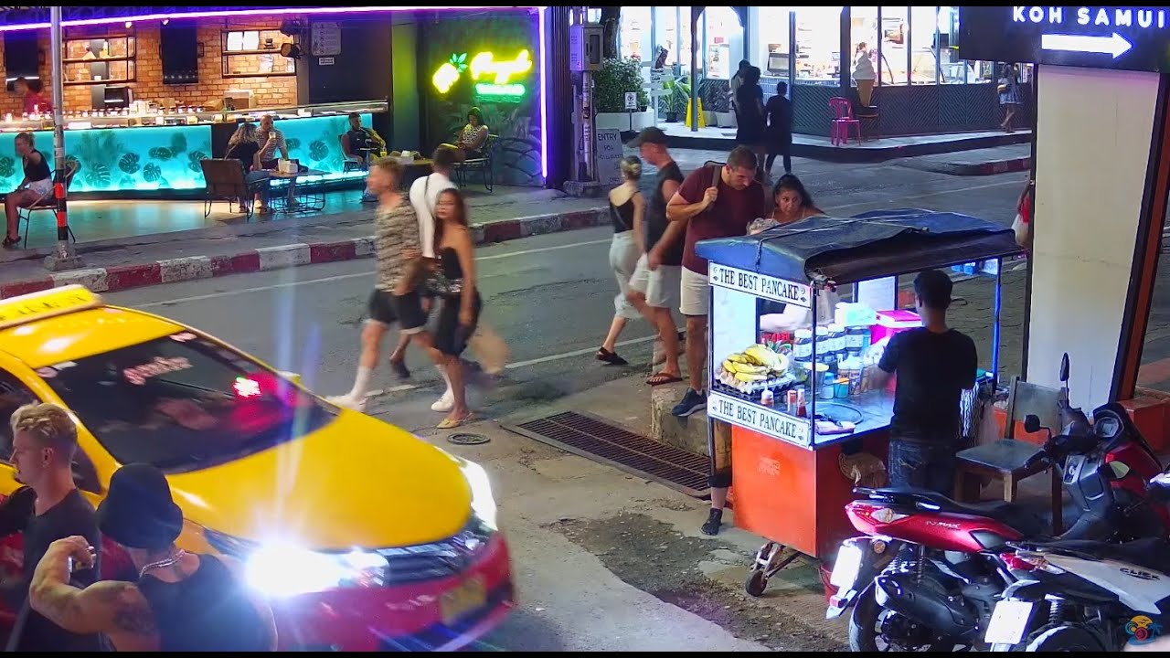 Live webcam view of Cámara de calle Pancake Man, Chaweng