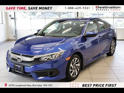 2018 Honda Civic Sedan EX CVT - Accident Free - One Owner - Sunroof = 32612L