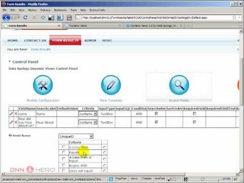 Using the Dynamic Views to display data from the Dynamic Forms in DotNetNuke part3/3 - Video #199
