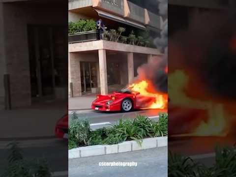 FERRARI F40 BURNS DOWN IN MONACO😱THE LEGENDARY STRAIGHT PIPED F40 FROM MONACO #ferrari #f40 #monaco