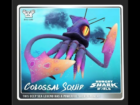 ATOMIC SHARK vs COLOSSAL SQUID (BOSS BATTLE) - Hungry Shark World
