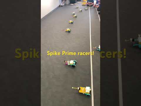 Lego Spike Prime wall bumping drag racers with Grades 5/6 at Port Sorell!