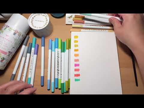 UNBOXING 🔴 ART MATERIALS PRIMROSIA PASTEL WATERCOLOR BRUSH PEN | SWATCHING | REVIEW | RELAXING