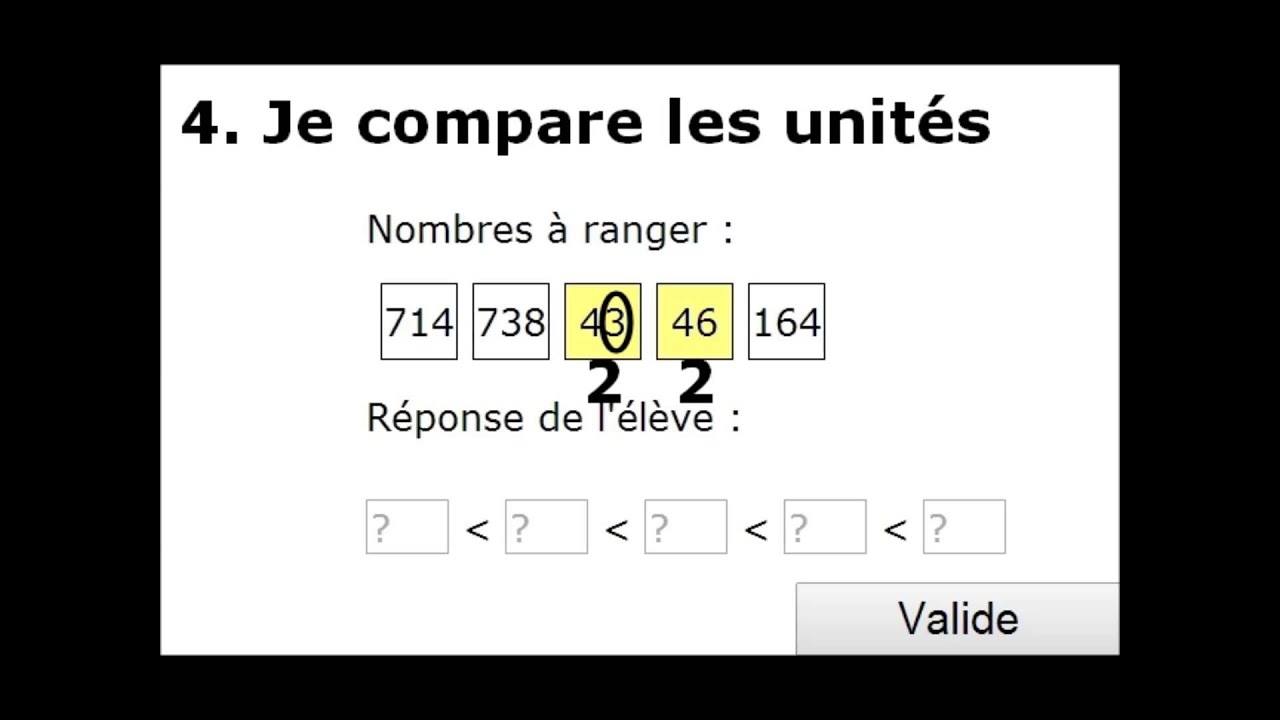Ranger des nombres entiers inférieurs à 1000