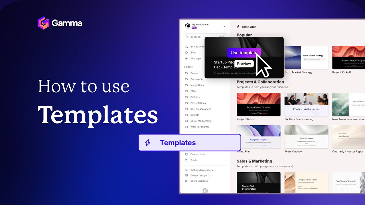 How to use Gamma Templates: Sales Pitch Deck, Personal Portfolio, Landing Pages and More!