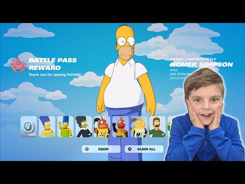 My Kid Reaction Gifting NEW Battle Pass Skins Unlocking HOMER SIMPSON Skin And FREE NEW REWARDS