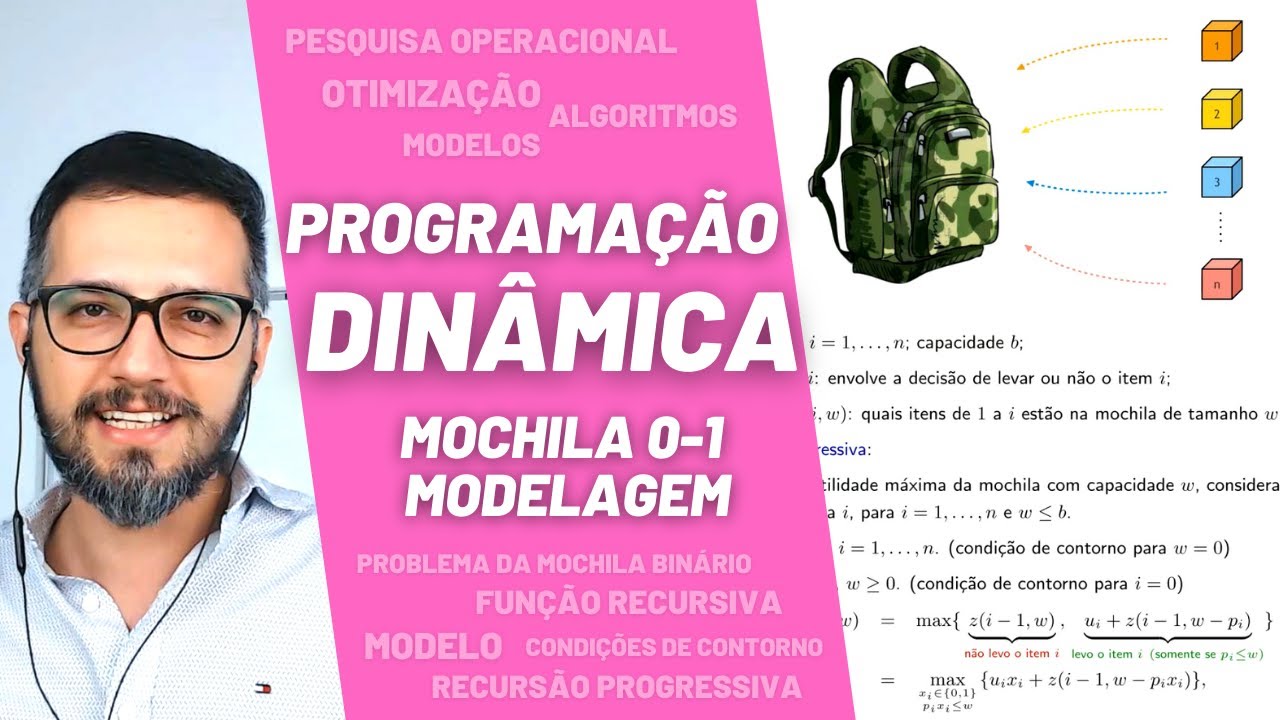 Programação Dinâmica: Problema da Mochila 0-1, Modelagem, Otimização, Recursão, Pesquisa Operacional
