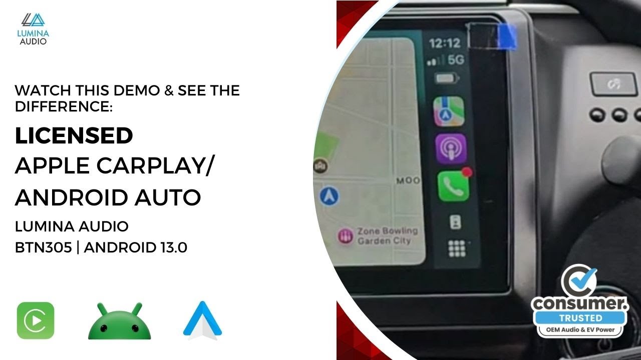 Lumina Audio BTN305 - Quick look at Licensed Apple CarPlay/Android Auto Vs. Unlicensed