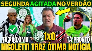 NICOLETTI TRAZ EXCELENTE NOVIDADE DO PALMEIRAS DESSA SEGUNDA FEIRA.