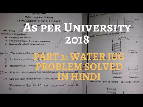 Water Jug Problem in Artificial Intelligence in Hindi solved | University Paper 2018