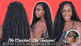 🤯 DIY Boho Locs in Minutes! 🔥THIN HAIR HACK | Pre-Looped Human Hair, No Braiding Needed OMGHERHAIR