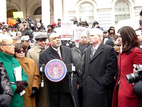 Dr. James Satterfield at City Hall hospital rally