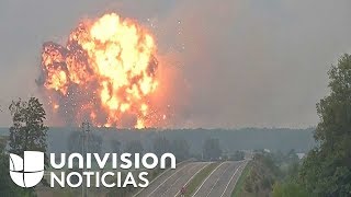 Así explotó un depósito militar de municiones en Ucrania