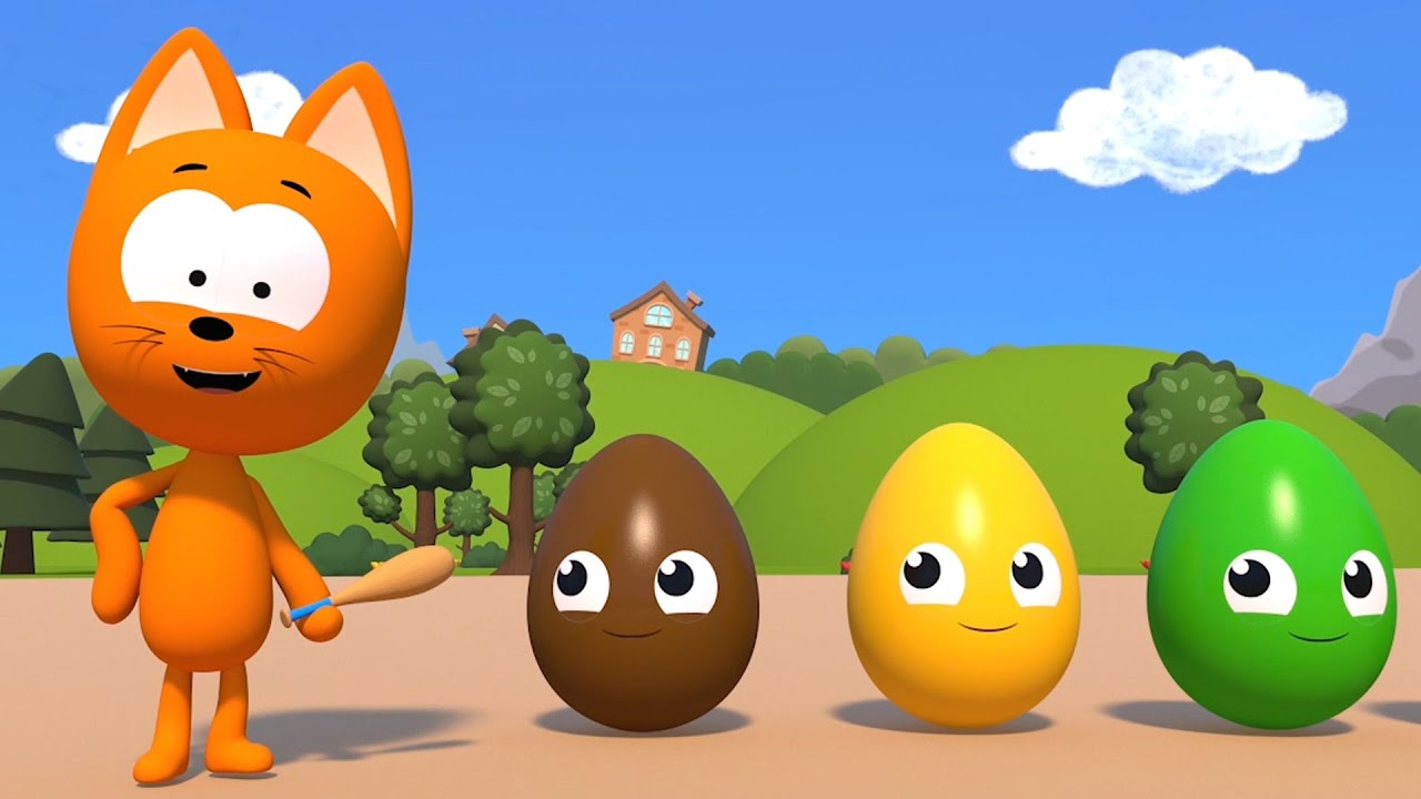 Учим цвета - Котёнок Котэ и разноцветные яйца - Развивающие видео для детей малышей