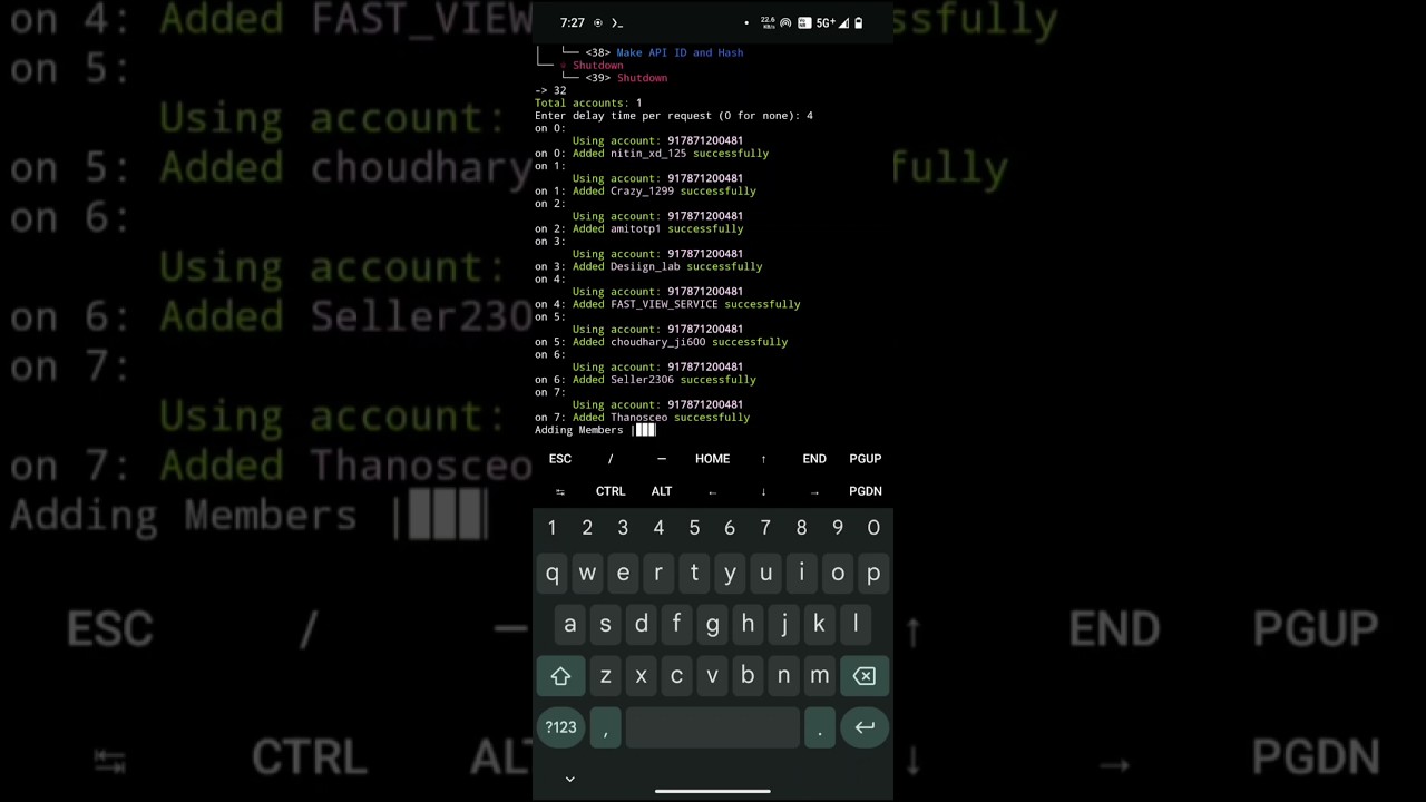 Telegram New Free Member Adder Script For 2025 🔥 | Per Account 40 Member | Without Flood Error ⚡