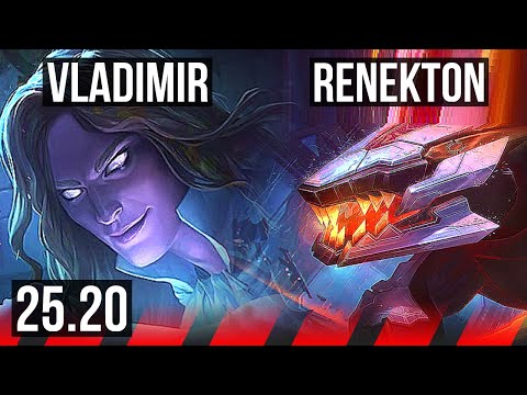 VLADIMIR vs RENEKTON (TOP) | 12k comeback, 58k DMG, 700+ games | NA Master | 25.20