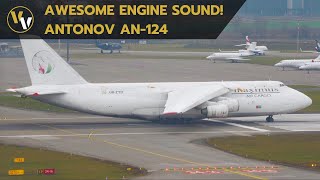 Maximus Air Cargo Antonov AN-124 engine start & intersection takeoff from ZRH!