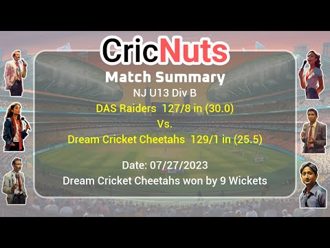 DAS Raiders vs Dream Cricket Cheetahs - 07/27/2023 - USAC Junior 2023 -New Jersey Hub U13 - NJ U13