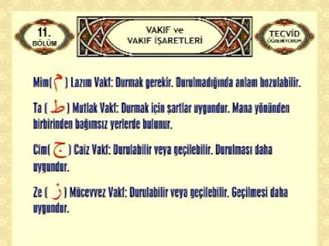 Vakıf Nedir ? ( Secavend )Vakıf İşaretleri Tecvid Kuralları