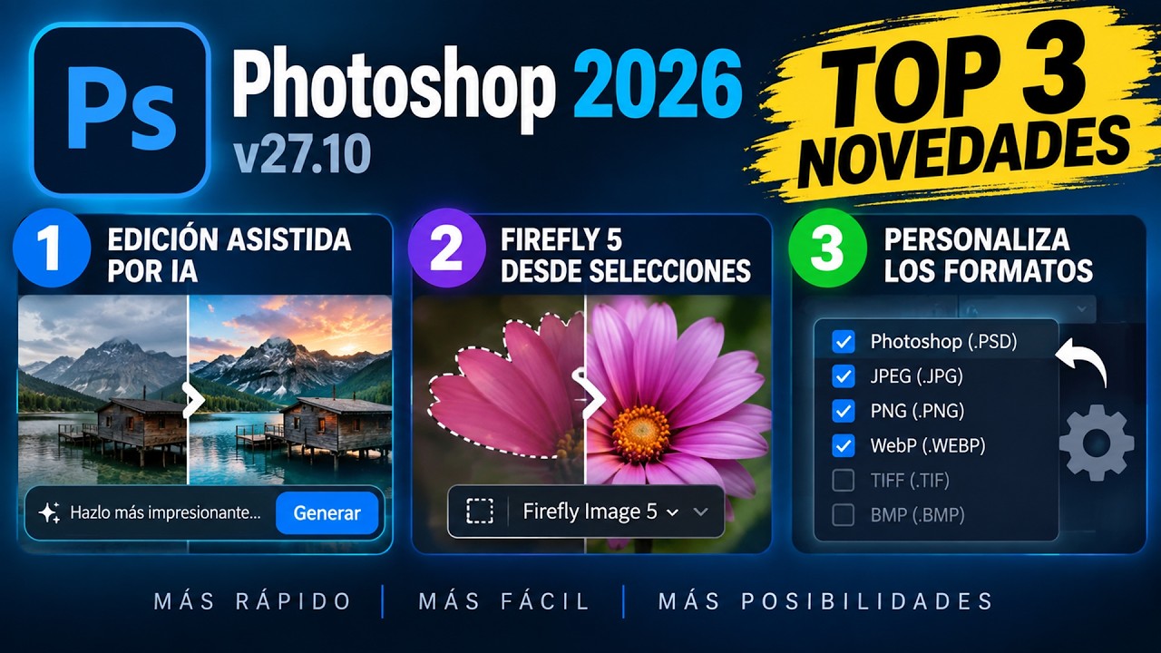 🤯 Photoshop ahora EDITA por TI… ¡TOP 3 NOVEDADES 2026!