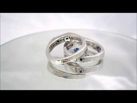 ROUND SAPPHIRE DIAMOND TENSION ENGAGEMENT RING AND BAND - KNR INC