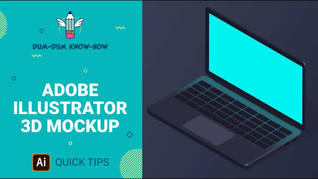 Laptop Mockup Isometric 3D : Adobe Illustrator Tutorial