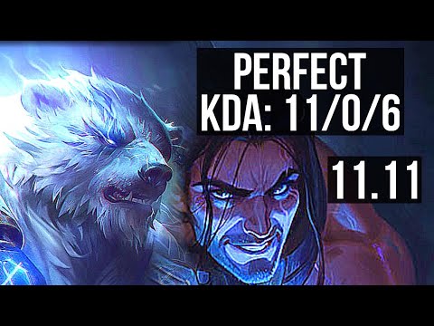 VOLIBEAR vs SYLAS (TOP) | 11/0/6, 6 solo kills, Legendary, 300+ games | KR Diamond | v11.11